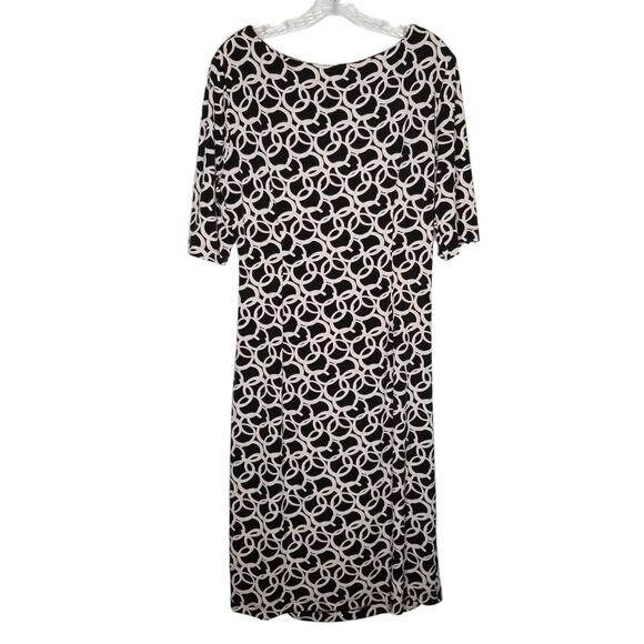 Connected Apparel Geometric Circles Print Dress 3/4 Sleeves, Size 14 - Picture 2 of 8